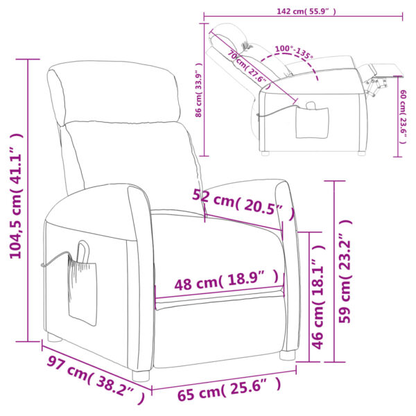 vidaXL Massage Recliner Light Gray Fabric - Image 12