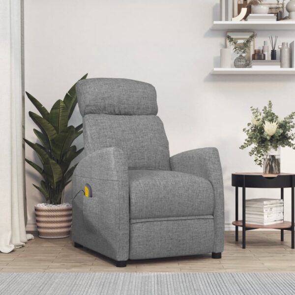 vidaXL Massage Recliner Light Gray Fabric