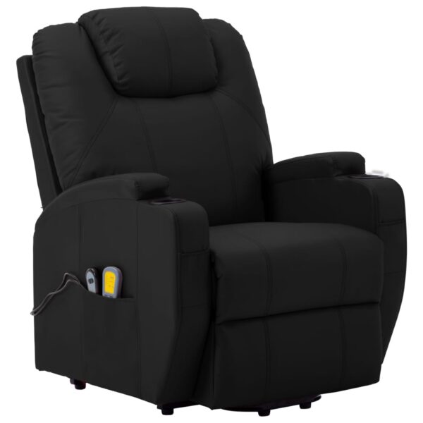 vidaXL Stand up Massage Chair Black Faux Leather - Image 2