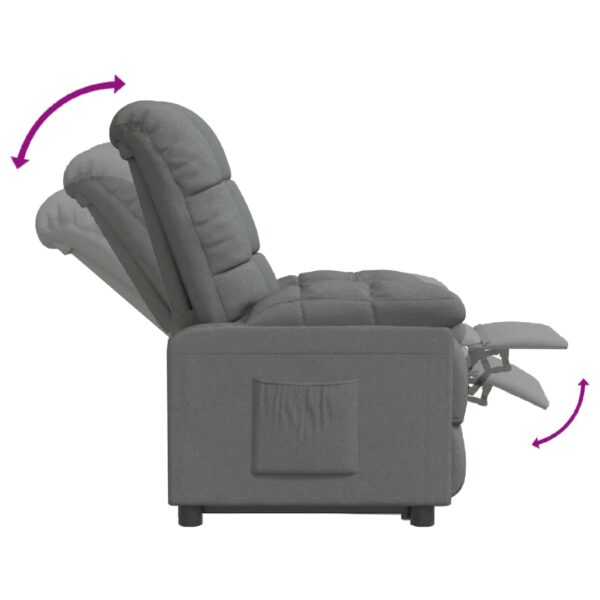 vidaXL Recliner Dark Gray Fabric - Image 6