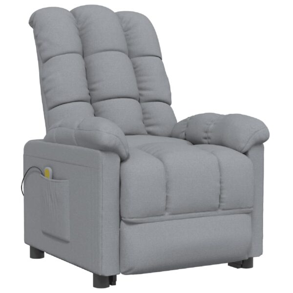 vidaXL Massage Recliner Light Gray Fabric - Image 2