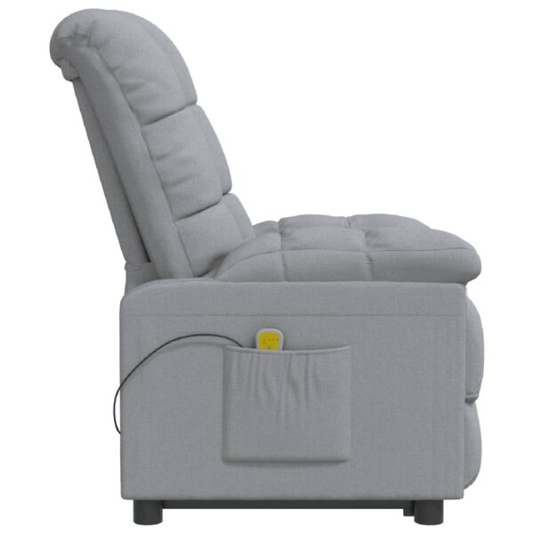 vidaXL Massage Recliner Light Gray Fabric - Image 4