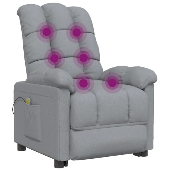 vidaXL Massage Recliner Light Gray Fabric - Image 6