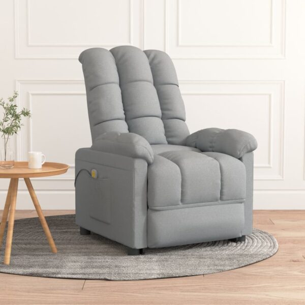 vidaXL Massage Recliner Light Gray Fabric