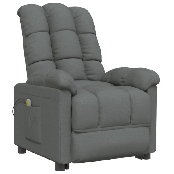 vidaXL Massage Recliner Dark Gray Fabric - Image 2