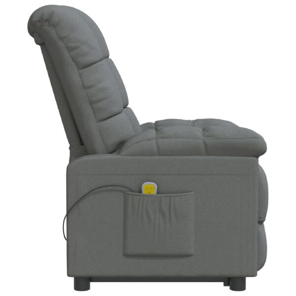 vidaXL Massage Recliner Dark Gray Fabric - Image 4