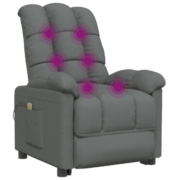 vidaXL Massage Recliner Dark Gray Fabric - Image 6