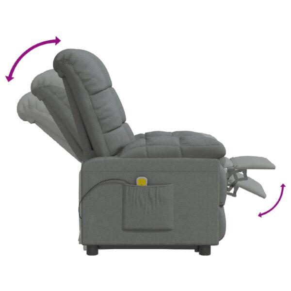 vidaXL Massage Recliner Dark Gray Fabric - Image 7