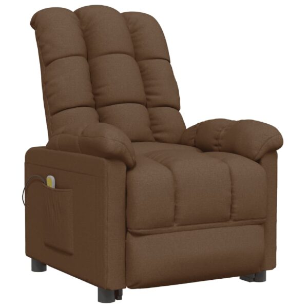 vidaXL Massage Recliner Brown Fabric - Image 2