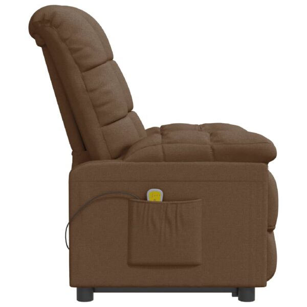 vidaXL Massage Recliner Brown Fabric - Image 4