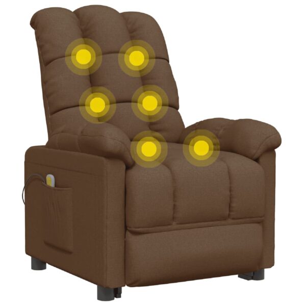 vidaXL Massage Recliner Brown Fabric - Image 6