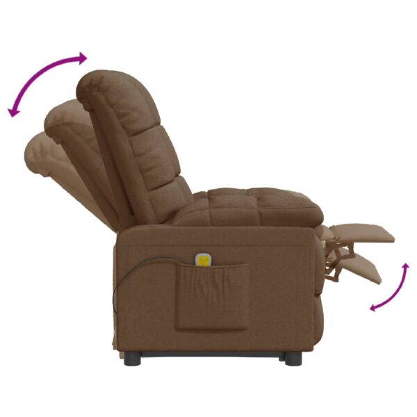 vidaXL Massage Recliner Brown Fabric - Image 7