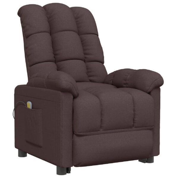 vidaXL Massage Recliner Dark Brown Fabric - Image 2