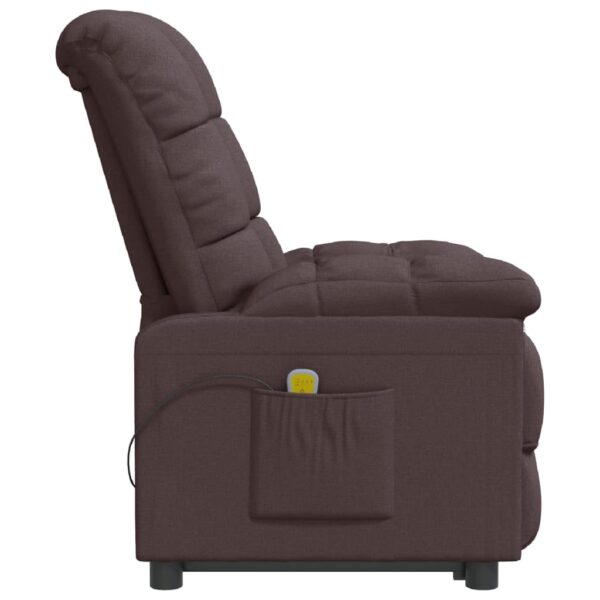 vidaXL Massage Recliner Dark Brown Fabric - Image 4