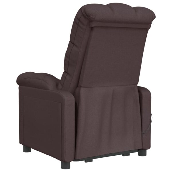 vidaXL Massage Recliner Dark Brown Fabric - Image 5