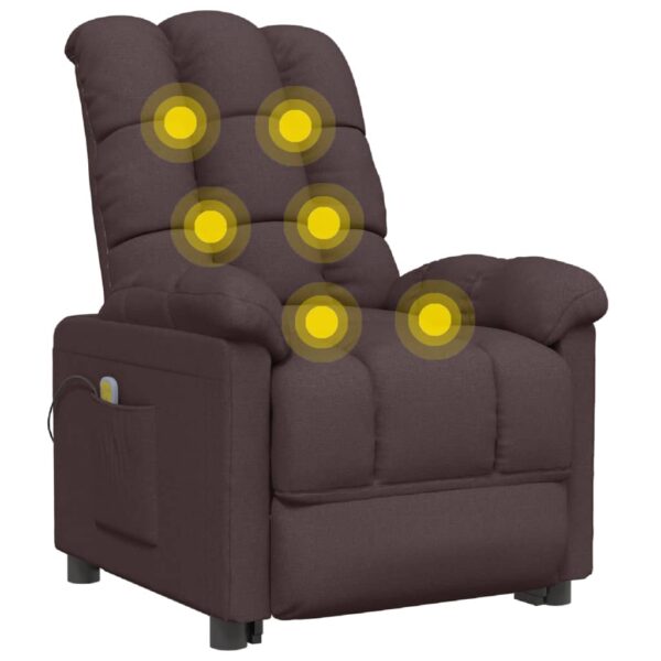 vidaXL Massage Recliner Dark Brown Fabric - Image 6