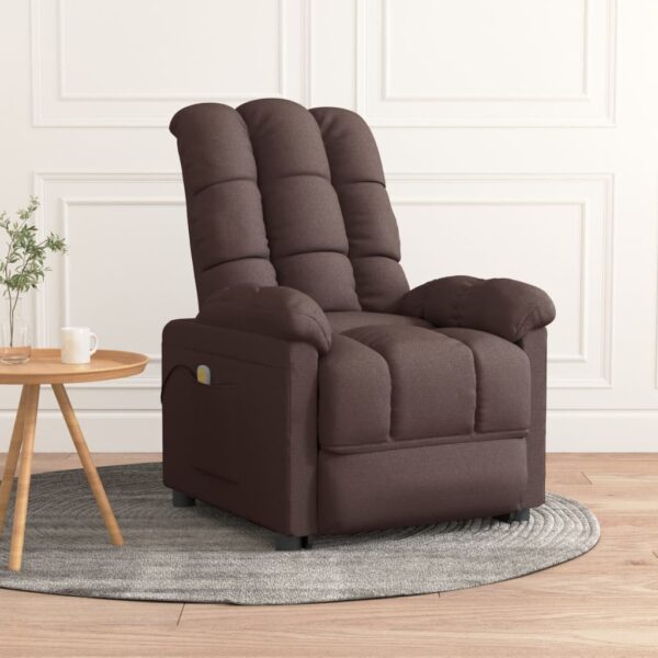 vidaXL Massage Recliner Dark Brown Fabric