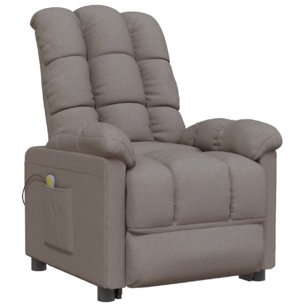 vidaXL Massage Recliner Taupe Fabric - Image 2