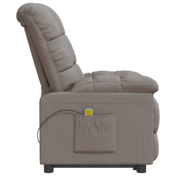 vidaXL Massage Recliner Taupe Fabric - Image 4