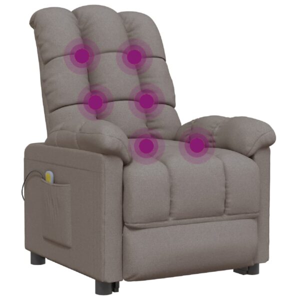 vidaXL Massage Recliner Taupe Fabric - Image 6