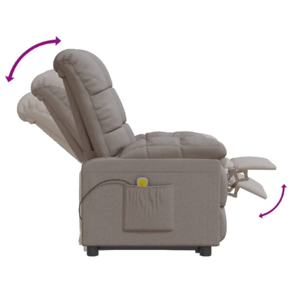 vidaXL Massage Recliner Taupe Fabric - Image 7