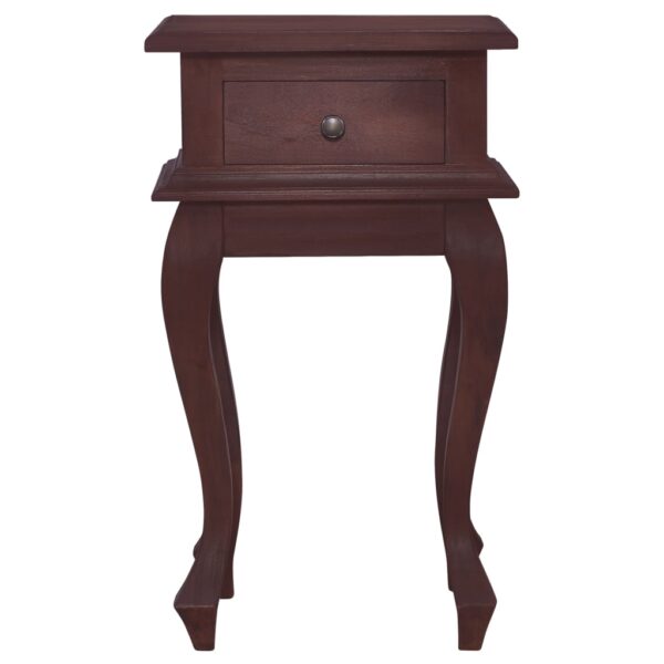 vidaXL Bedside Table Classical Brown 13.8"x11.8"x23.6" Solid Mahogany Wood - Image 2