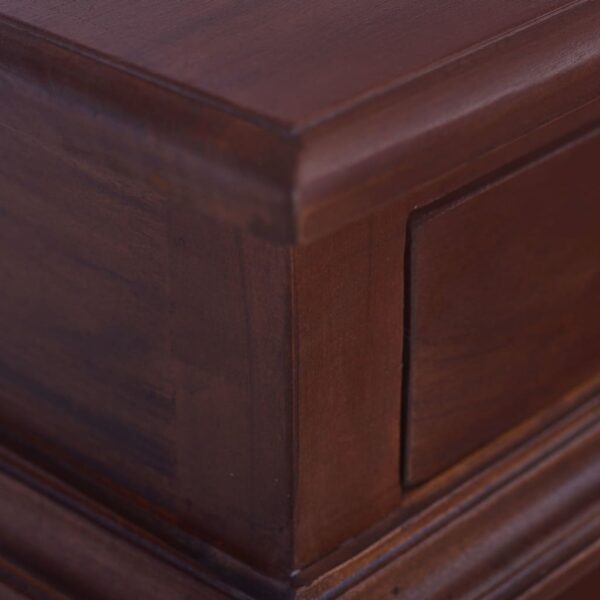 vidaXL Bedside Table Classical Brown 13.8"x11.8"x23.6" Solid Mahogany Wood - Image 7