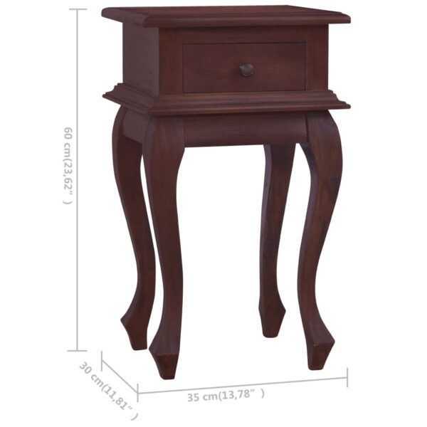 vidaXL Bedside Table Classical Brown 13.8"x11.8"x23.6" Solid Mahogany Wood - Image 8