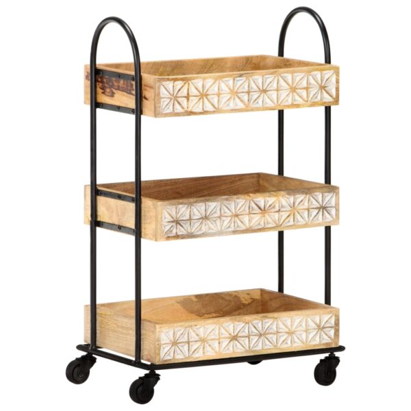 vidaXL 3-Tier Kitchen Trolley 18.1"x11.8"x29.9" Solid Mango Wood