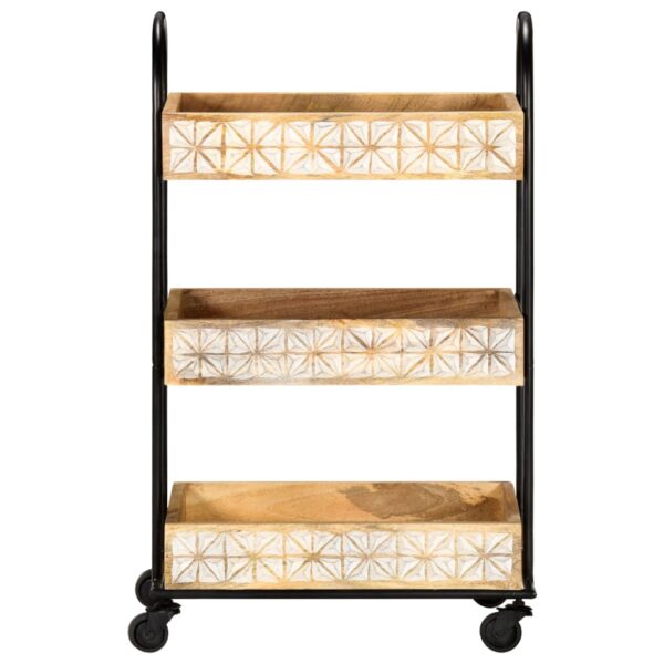 vidaXL 3-Tier Kitchen Trolley 18.1"x11.8"x29.9" Solid Mango Wood - Image 2