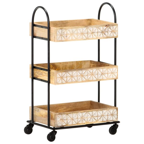 vidaXL 3-Tier Kitchen Trolley 18.1"x11.8"x29.9" Solid Mango Wood - Image 11