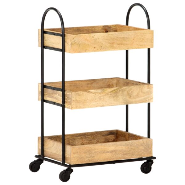 vidaXL 3-Tier Kitchen Trolley 18.1"x11.8"x29.9" Solid Mango Wood - Image 3