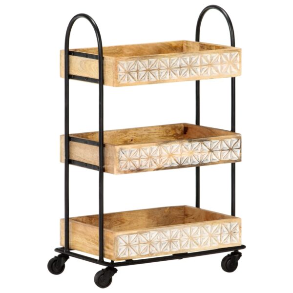 vidaXL 3-Tier Kitchen Trolley 18.1"x11.8"x29.9" Solid Mango Wood - Image 10