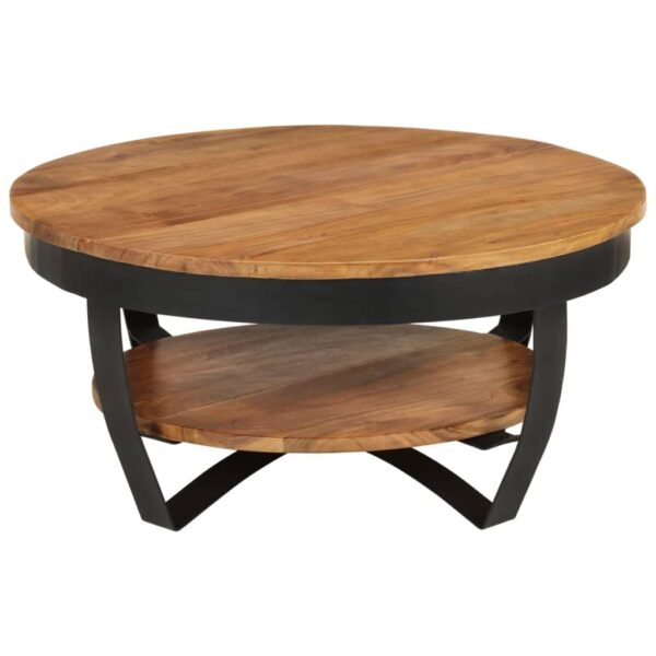 vidaXL Coffee Table 25.6"x25.6"x12.6" Solid Acacia Wood - Image 3