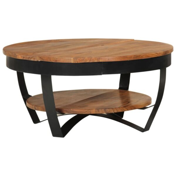 vidaXL Coffee Table 25.6"x25.6"x12.6" Solid Acacia Wood - Image 9