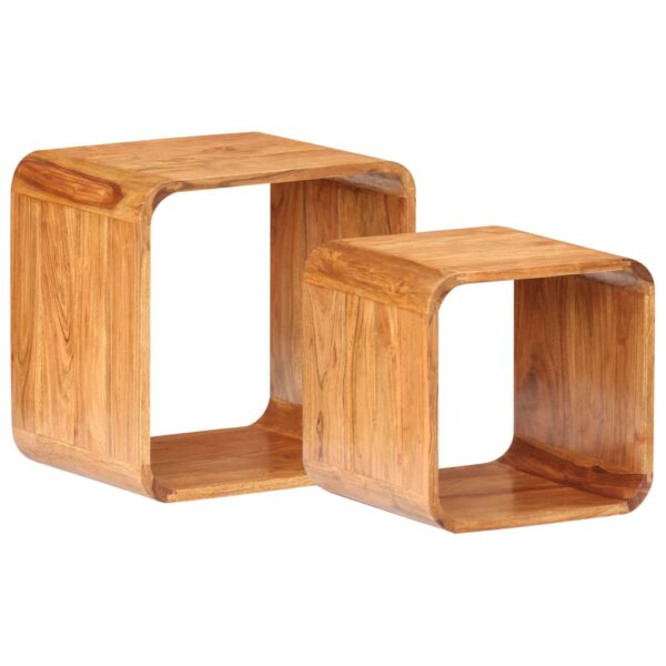 vidaXL Side Tables 2 pcs Solid Acacia Wood Honey Finish