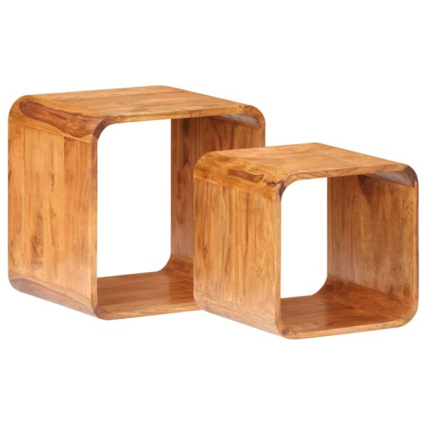 vidaXL Side Tables 2 pcs Solid Acacia Wood Honey Finish - Image 11