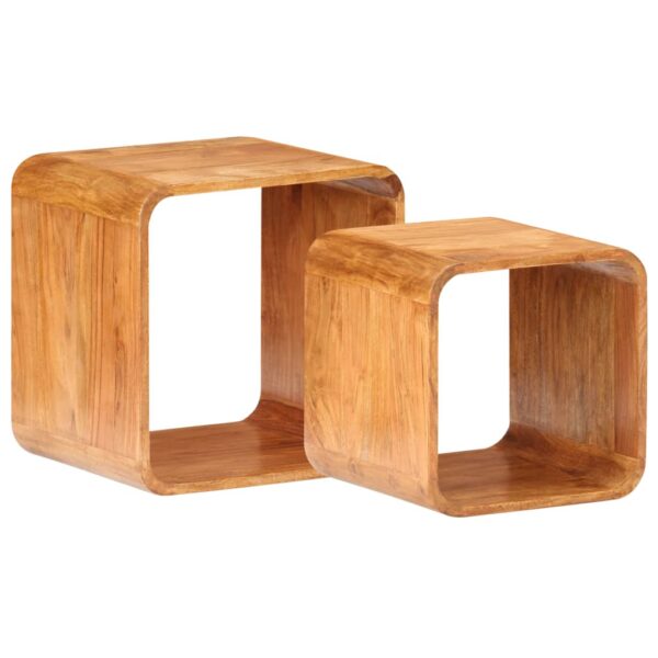 vidaXL Side Tables 2 pcs Solid Acacia Wood Honey Finish - Image 12