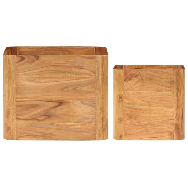 vidaXL Side Tables 2 pcs Solid Acacia Wood Honey Finish - Image 3