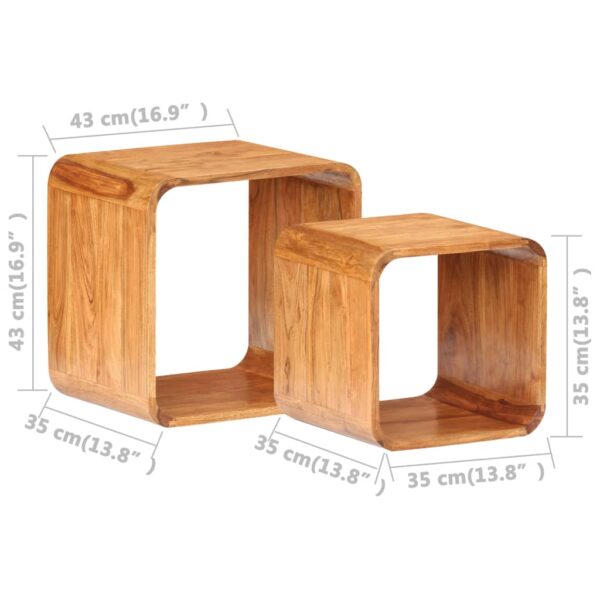 vidaXL Side Tables 2 pcs Solid Acacia Wood Honey Finish - Image 8