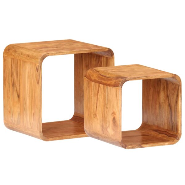 vidaXL Side Tables 2 pcs Solid Acacia Wood Honey Finish - Image 9