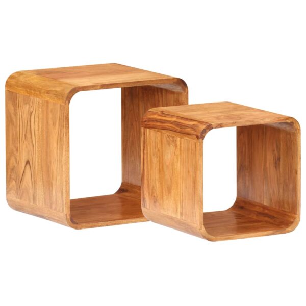 vidaXL Side Tables 2 pcs Solid Acacia Wood Honey Finish - Image 10