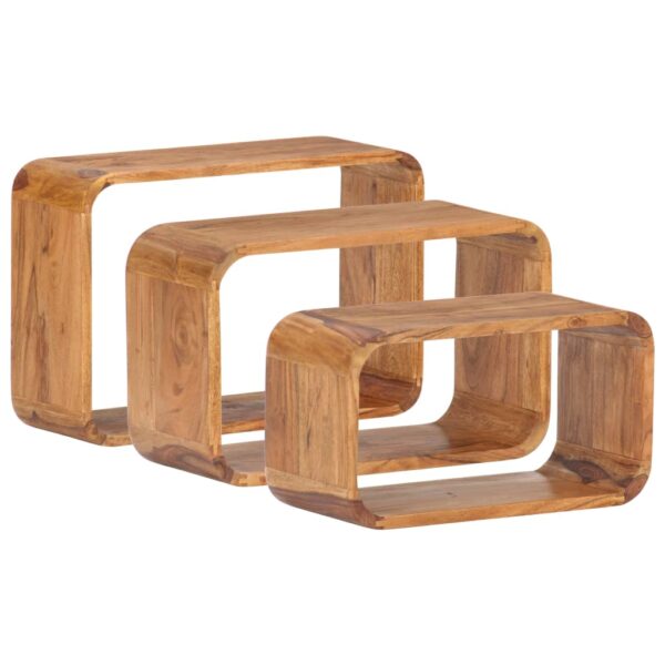 vidaXL Side Tables 3 pcs Solid Acacia Wood Honey Finish