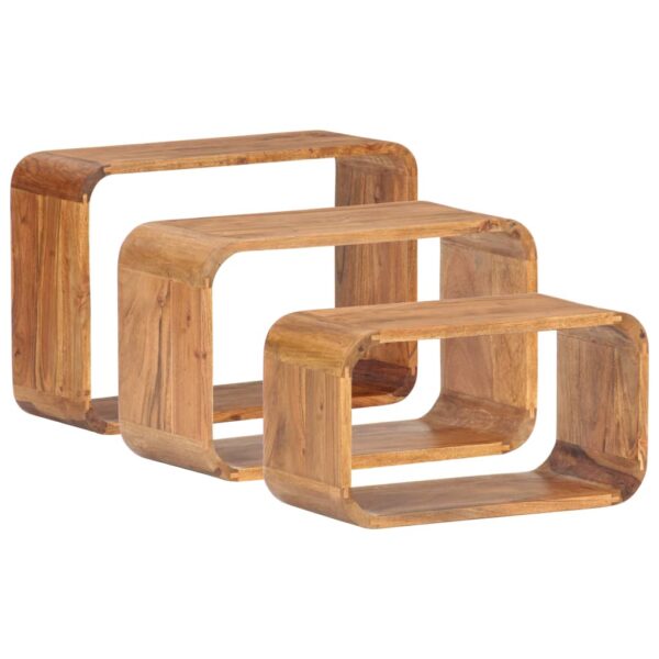 vidaXL Side Tables 3 pcs Solid Acacia Wood Honey Finish - Image 12