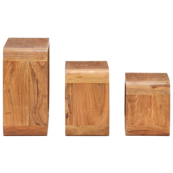 vidaXL Side Tables 3 pcs Solid Acacia Wood Honey Finish - Image 4