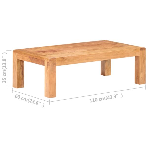 vidaXL Coffee Table 43.3"x23.6"x13.8" Solid Acacia Wood in Honey Finish - Image 6