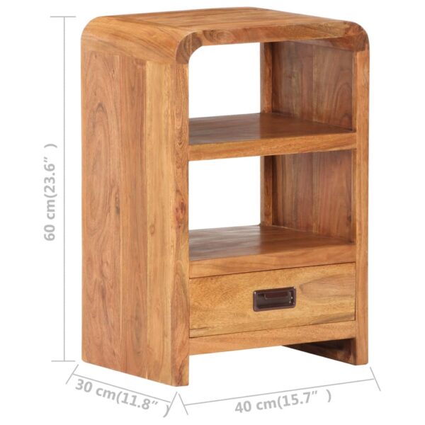 vidaXL Bedside Table 15.7"x11.8"x23.6" Solid Acacia Wood Honey Finish - Image 8