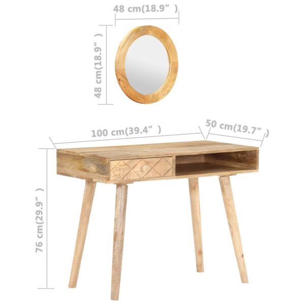 vidaXL Dressing Table 39.4"x19.7"x29.9" Solid Mango Wood - Image 9