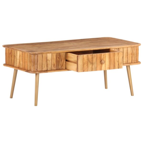 vidaXL Coffee Table 39.4"x19.7"x15.7" Solid Acacia Wood - Image 2