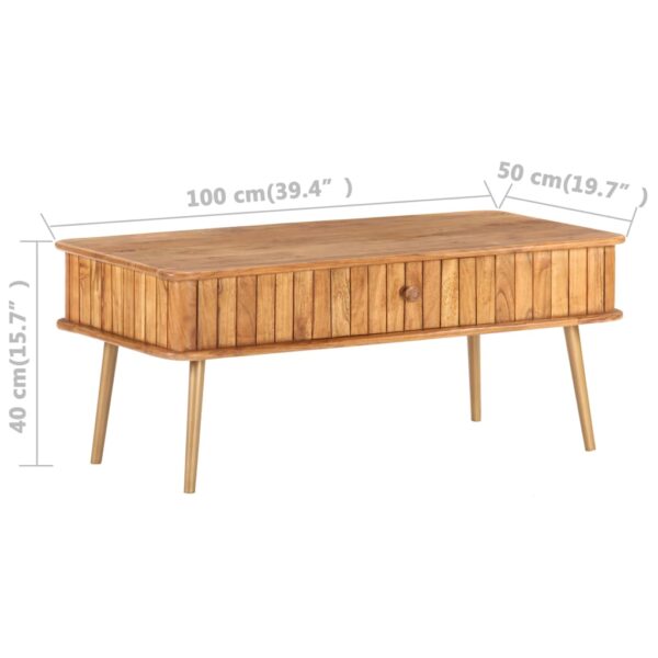 vidaXL Coffee Table 39.4"x19.7"x15.7" Solid Acacia Wood - Image 10